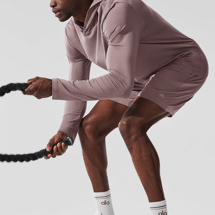 alo Men's Conquer Reform Long Sleeve With Hood - Mushroom