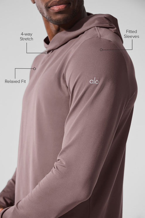 alo Men's Conquer Reform Long Sleeve With Hood - Mushroom