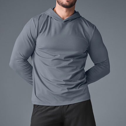 alo Men's Conquer Reform Long Sleeve With Hood - Steel Grey
