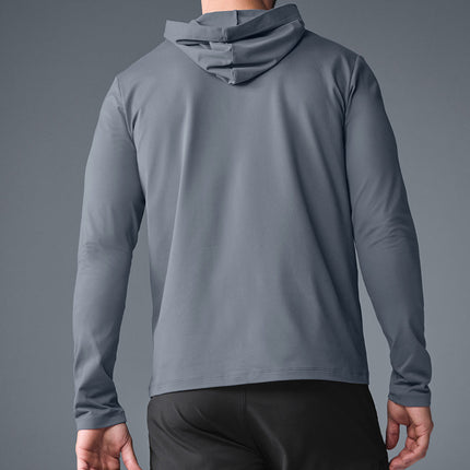 alo Men's Conquer Reform Long Sleeve With Hood - Steel Grey