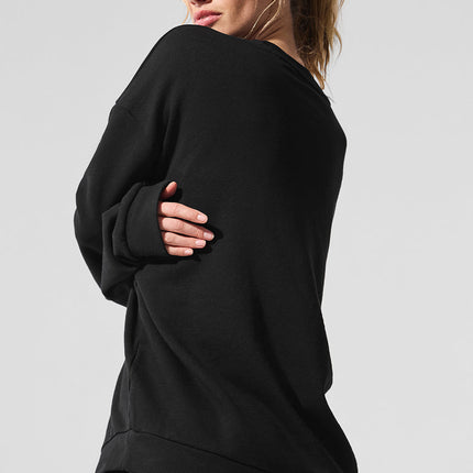 alo Women's Chill Crew Neck Pullover - Black