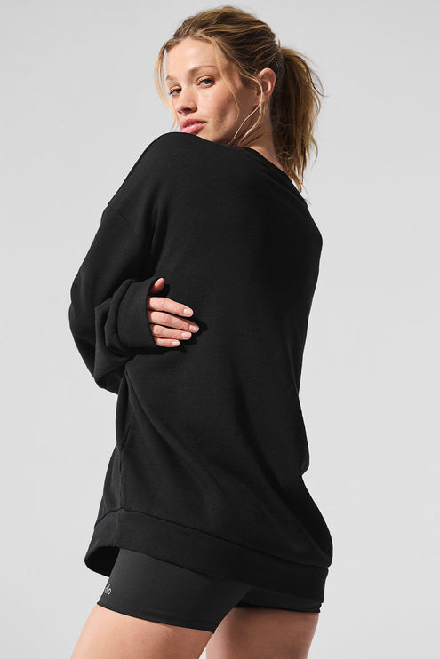alo Women's Chill Crew Neck Pullover - Black