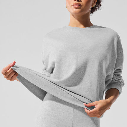 alo Women's Chill Crew Neck Pullover - Athletic Heather Grey