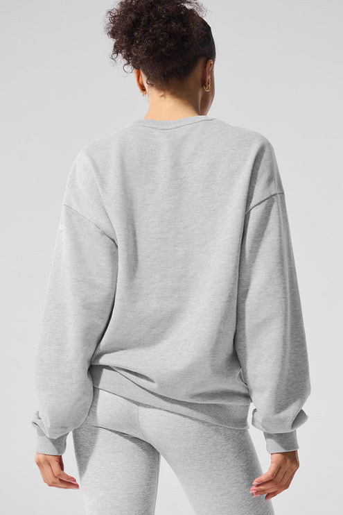 alo Women's Chill Crew Neck Pullover - Athletic Heather Grey