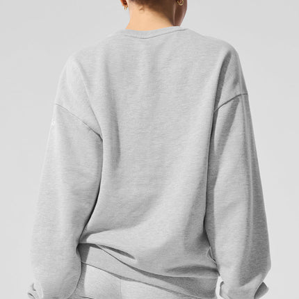 alo Women's Chill Crew Neck Pullover - Athletic Heather Grey