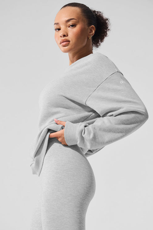 alo Women's Chill Crew Neck Pullover - Athletic Heather Grey