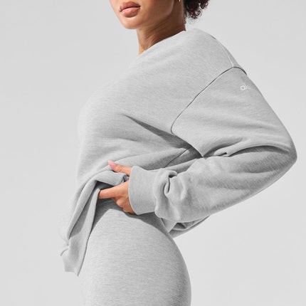 alo Women's Chill Crew Neck Pullover - Athletic Heather Grey