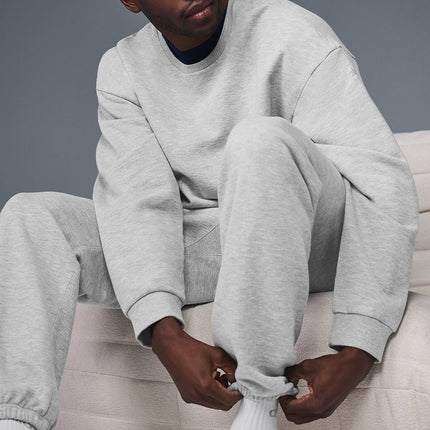 alo Men's Chill Crew Neck Pullover - Athletic Heather Grey