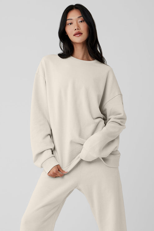 alo Women's Chill Crew Neck Pullover - Bone
