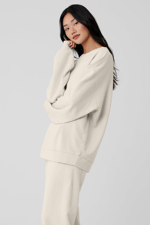 alo Women's Chill Crew Neck Pullover - Bone