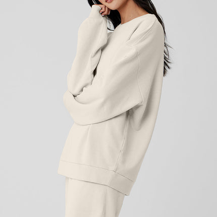 alo Women's Chill Crew Neck Pullover - Bone