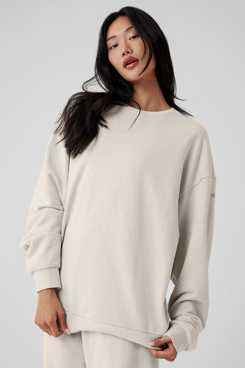 alo Women's Chill Crew Neck Pullover - Bone