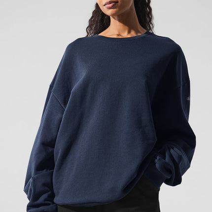 alo Women's Chill Crew Neck Pullover - Navy