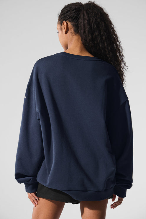 alo Women's Chill Crew Neck Pullover - Navy