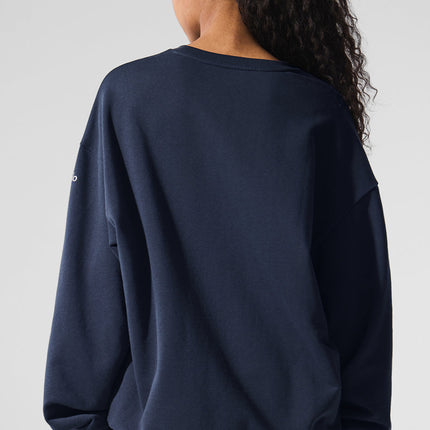 alo Women's Chill Crew Neck Pullover - Navy