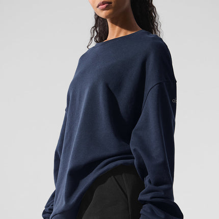 alo Women's Chill Crew Neck Pullover - Navy