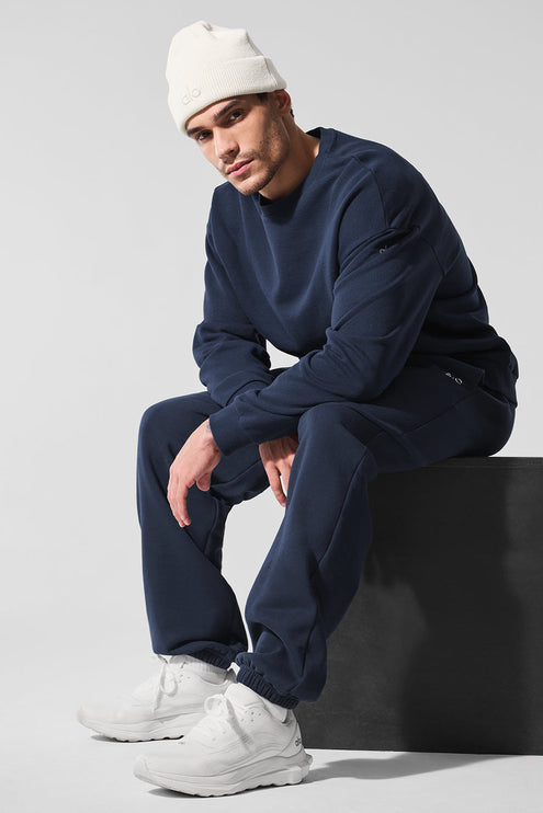 alo Men's Chill Crew Neck Pullover - Navy