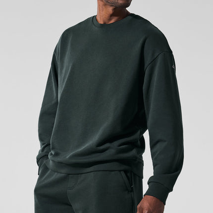 alo Men's Chill Crew Neck Pullover - Charcoal Green