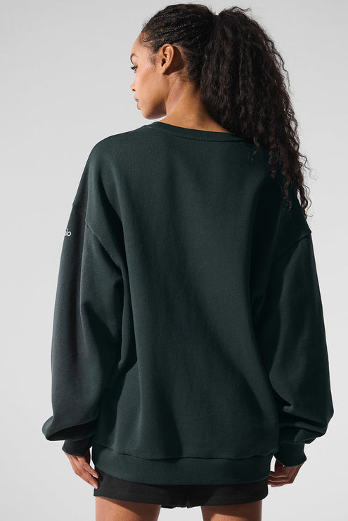 alo Women's Chill Crew Neck Pullover - Charcoal Green
