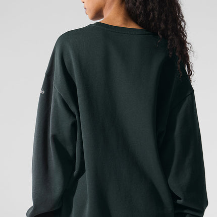 alo Women's Chill Crew Neck Pullover - Charcoal Green