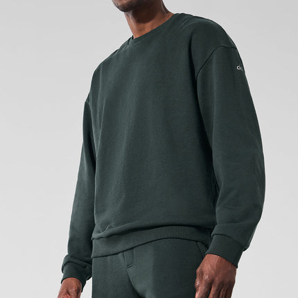 alo Men's Chill Crew Neck Pullover - Charcoal Green