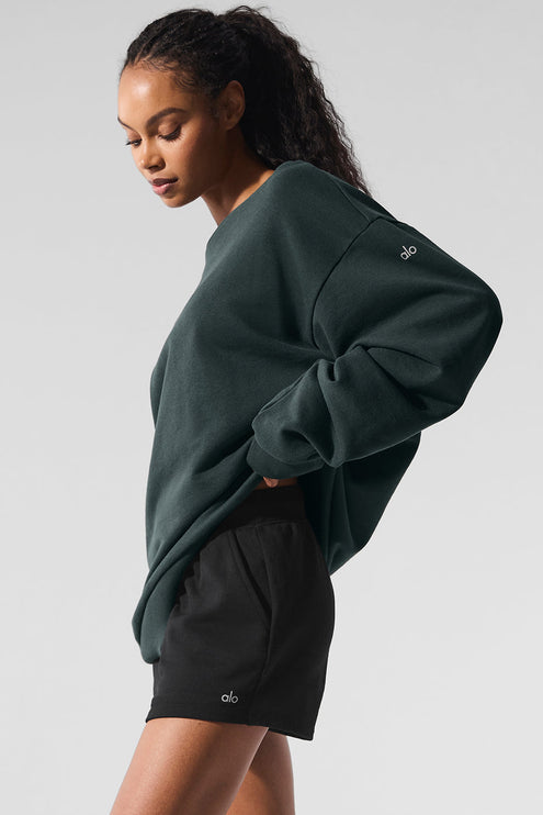alo Women's Chill Crew Neck Pullover - Charcoal Green