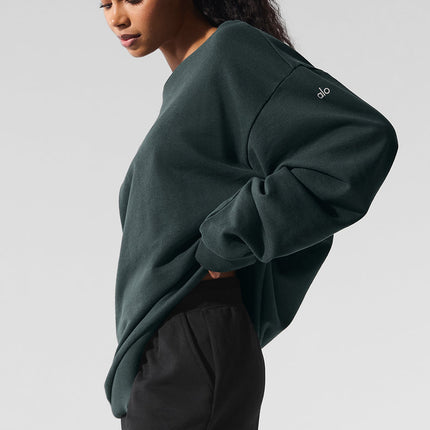 alo Women's Chill Crew Neck Pullover - Charcoal Green