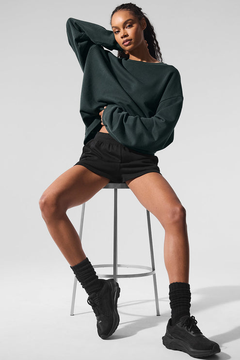 alo Women's Chill Crew Neck Pullover - Charcoal Green