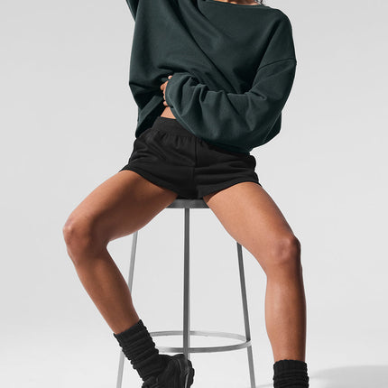 alo Women's Chill Crew Neck Pullover - Charcoal Green