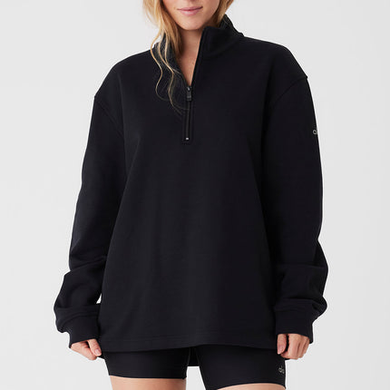 alo Women's Renown Heavy Weight 1/4 Zip - Black