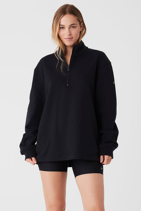alo Women's Renown Heavy Weight 1/4 Zip - Black