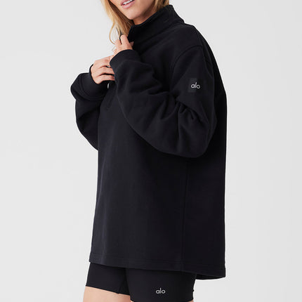 alo Women's Renown Heavy Weight 1/4 Zip - Black