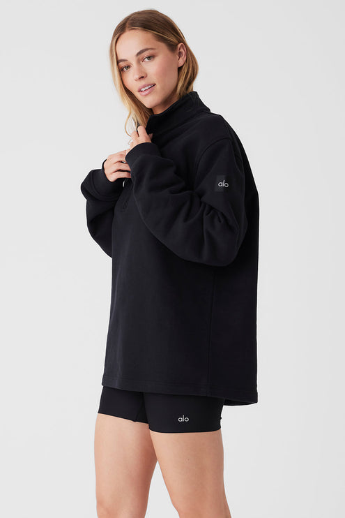 alo Women's Renown Heavy Weight 1/4 Zip - Black