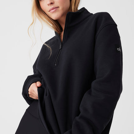 alo Women's Renown Heavy Weight 1/4 Zip - Black