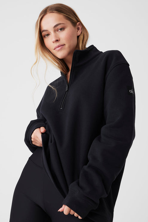 alo Women's Renown Heavy Weight 1/4 Zip - Black