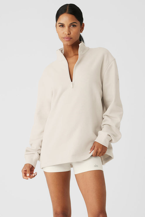 alo Women's Renown Heavy Weight 1/4 Zip - Bone