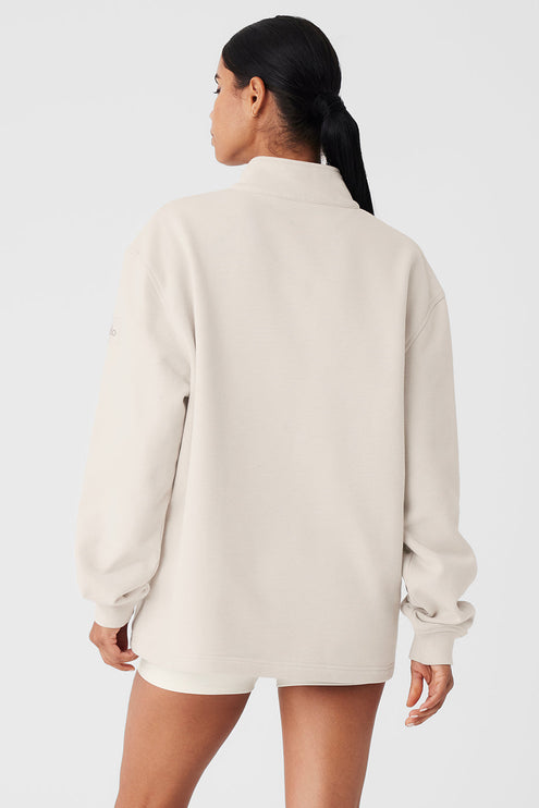 alo Women's Renown Heavy Weight 1/4 Zip - Bone