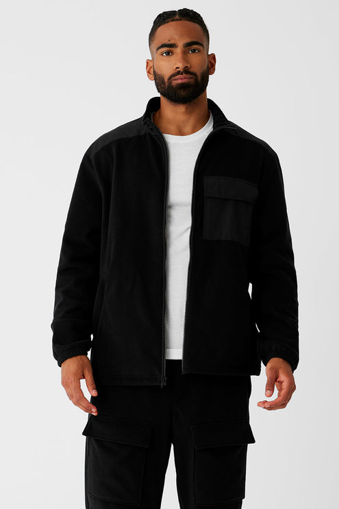 alo Men's Polar Fleece Ridge Full Zip Jacket - Black
