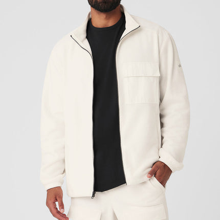 alo Men's Polar Fleece Ridge Full Zip Jacket - Ivory