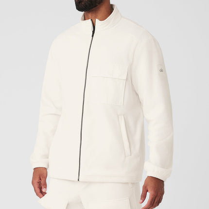 alo Men's Polar Fleece Ridge Full Zip Jacket - Ivory