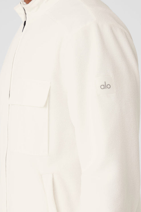 alo Men's Polar Fleece Ridge Full Zip Jacket - Ivory
