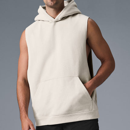 alo Men's Renown Sleeveless Hoodie - Bone