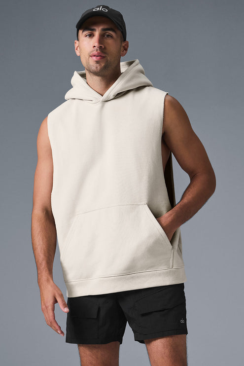 alo Men's Renown Sleeveless Hoodie - Bone