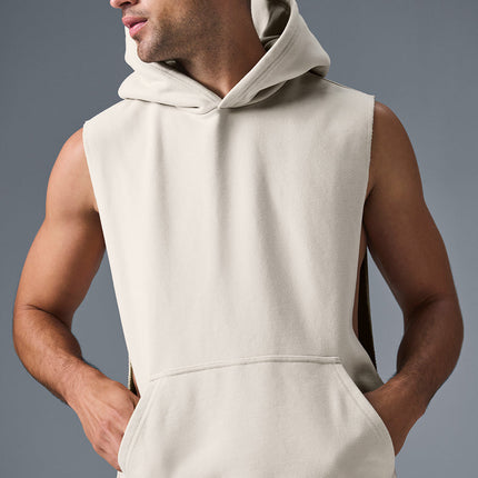 alo Men's Renown Sleeveless Hoodie - Bone