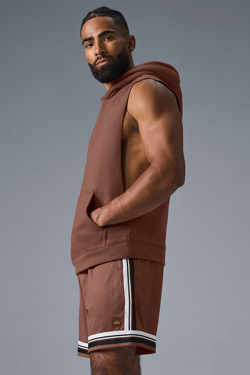 alo Men's Renown Sleeveless Hoodie - Chestnut