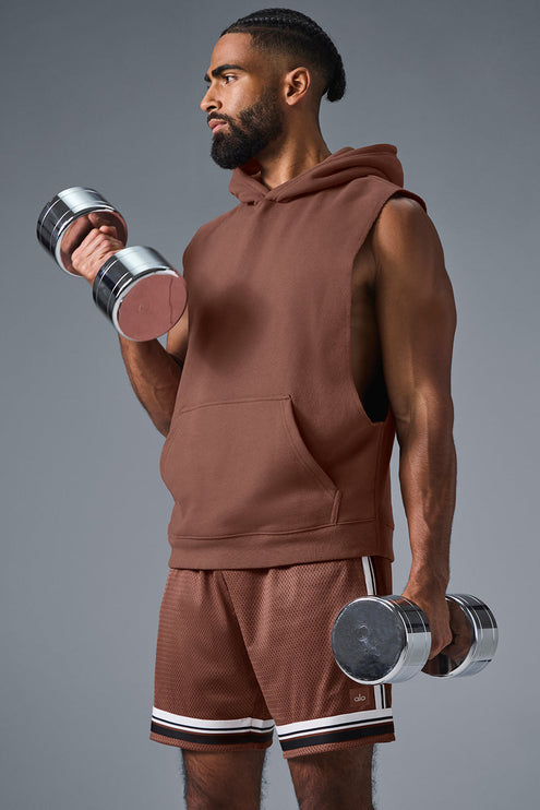 alo Men's Renown Sleeveless Hoodie - Chestnut