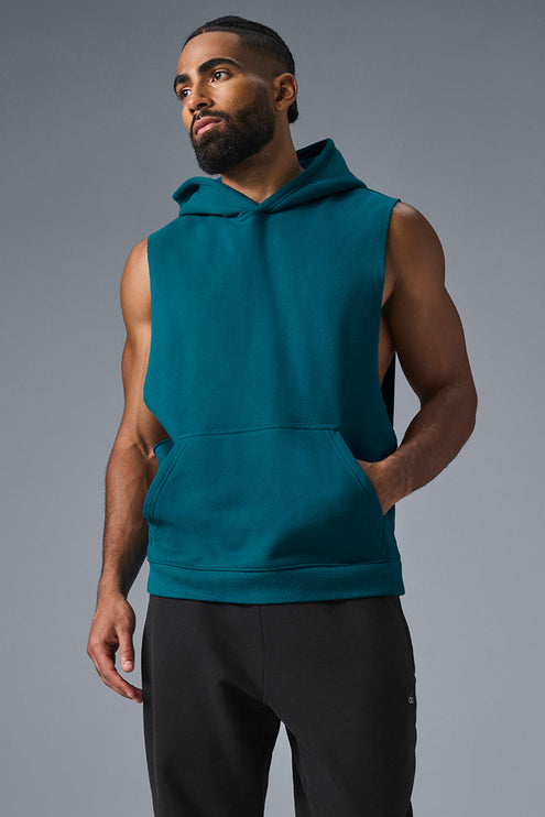 alo Men's Renown Sleeveless Hoodie - Oceanic Teal