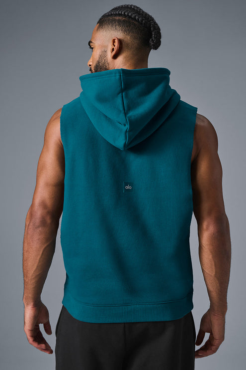 alo Men's Renown Sleeveless Hoodie - Oceanic Teal