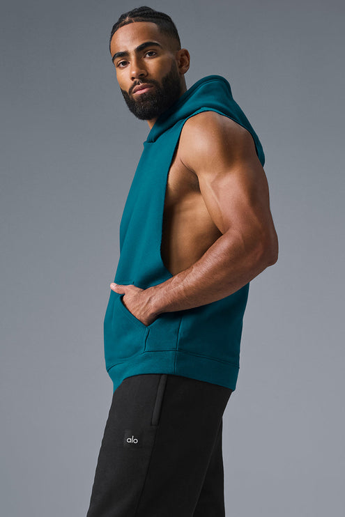 alo Men's Renown Sleeveless Hoodie - Oceanic Teal