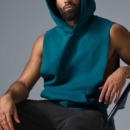 alo Men's Renown Sleeveless Hoodie - Oceanic Teal